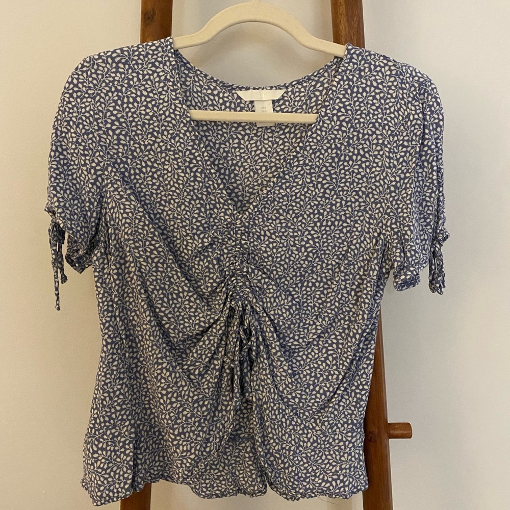 H&M Ruched Blue Top Size 8
